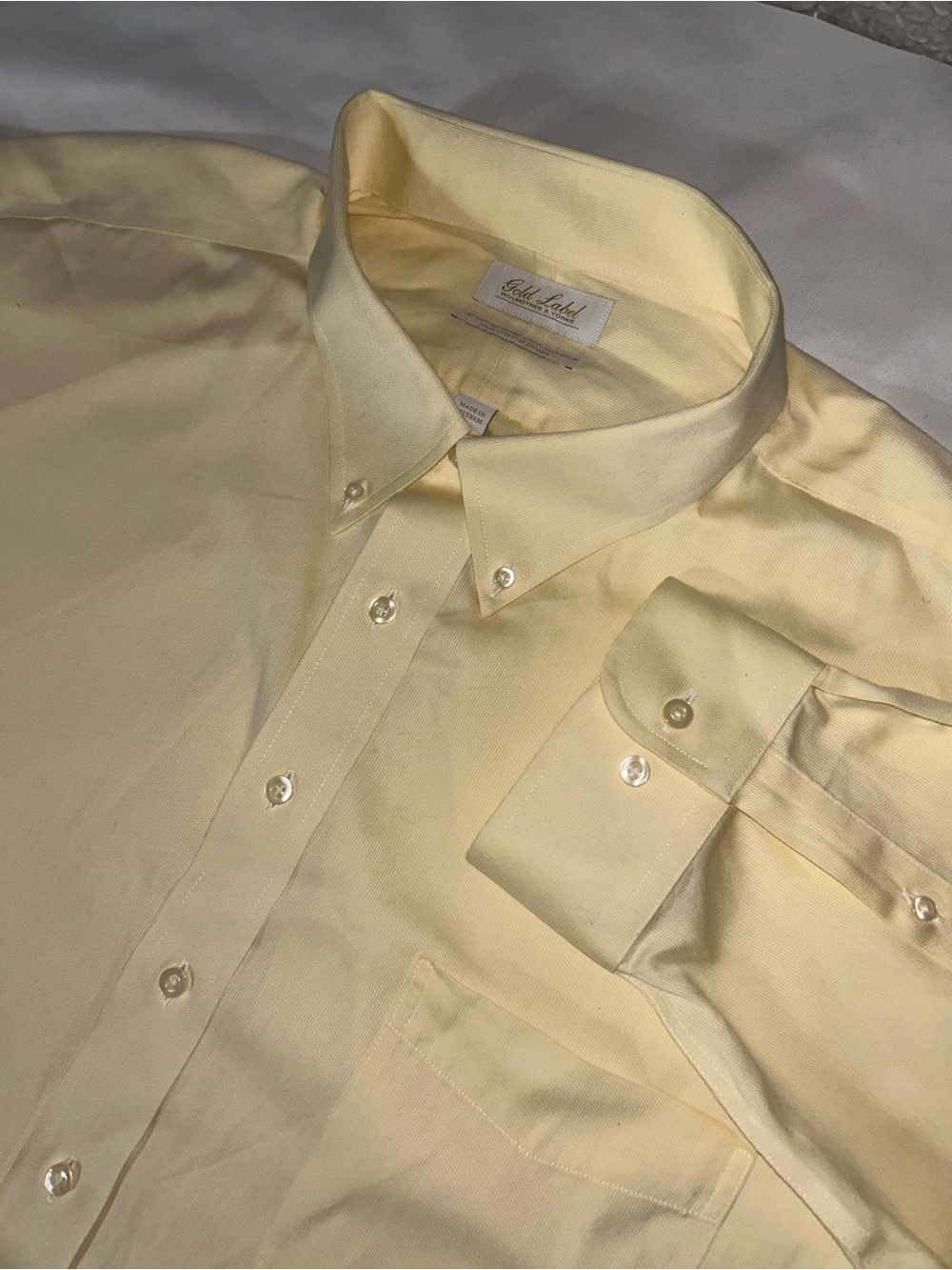 Roundtree & Yorke Pale Yellow Button-Down Dress Shirt